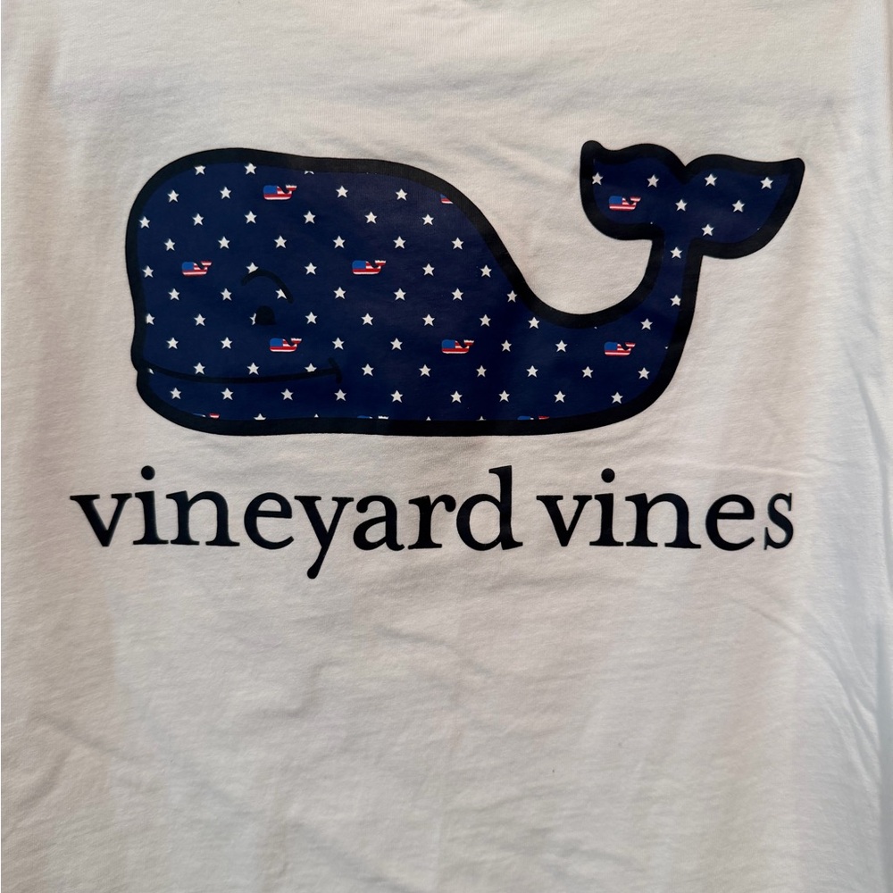 Vineyard Vines White Pocket Tee with Blue Logo - Sz  S 8-10